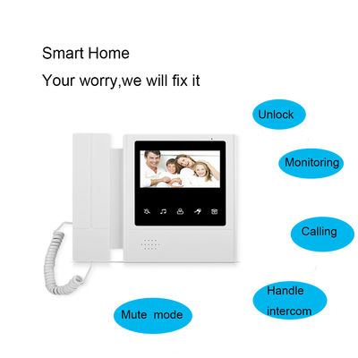 Metal Apartment Video Doorbell Intercom 4 Wire Cable 4.3 Inch Monitor