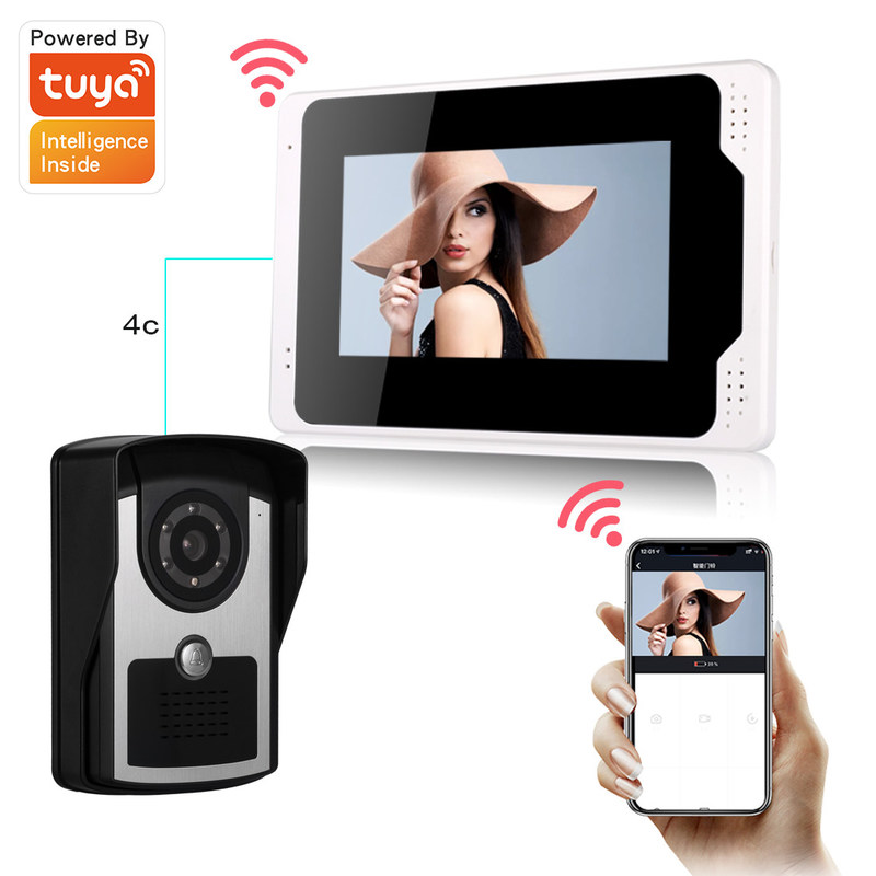 1080P HD Tuya 4 Wire Video Intercom System NTSC Two Way communication Doorbell
