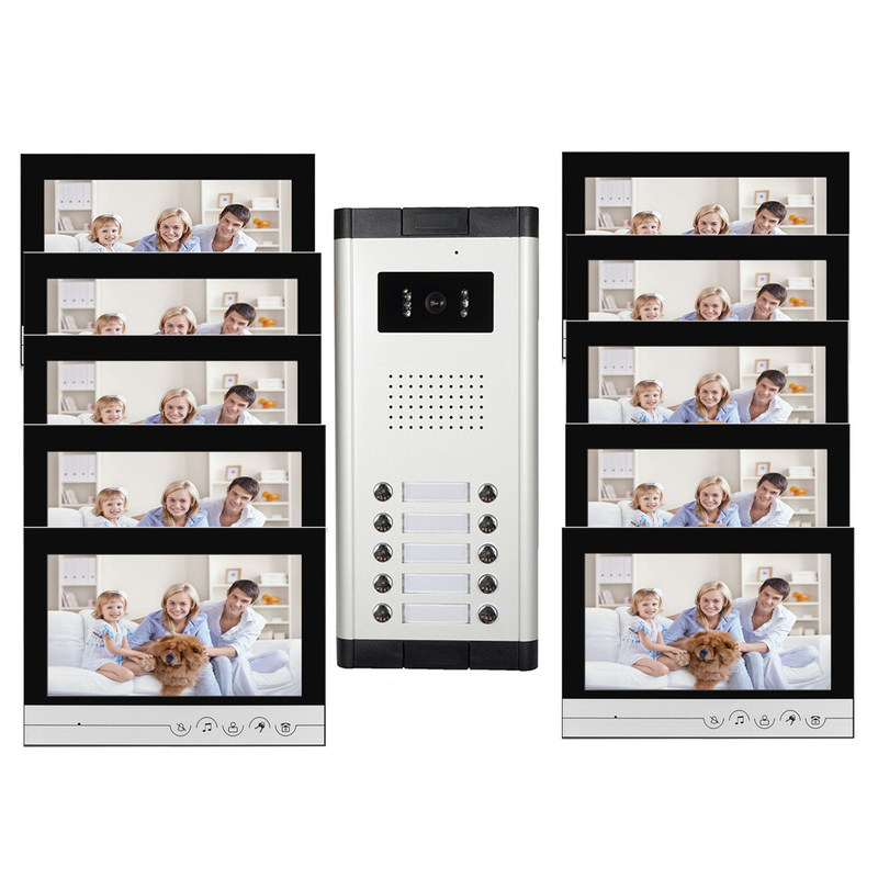 CCD CMOS Camera Security System Video Door Phone Intercom Bell For 10 Flats Building
