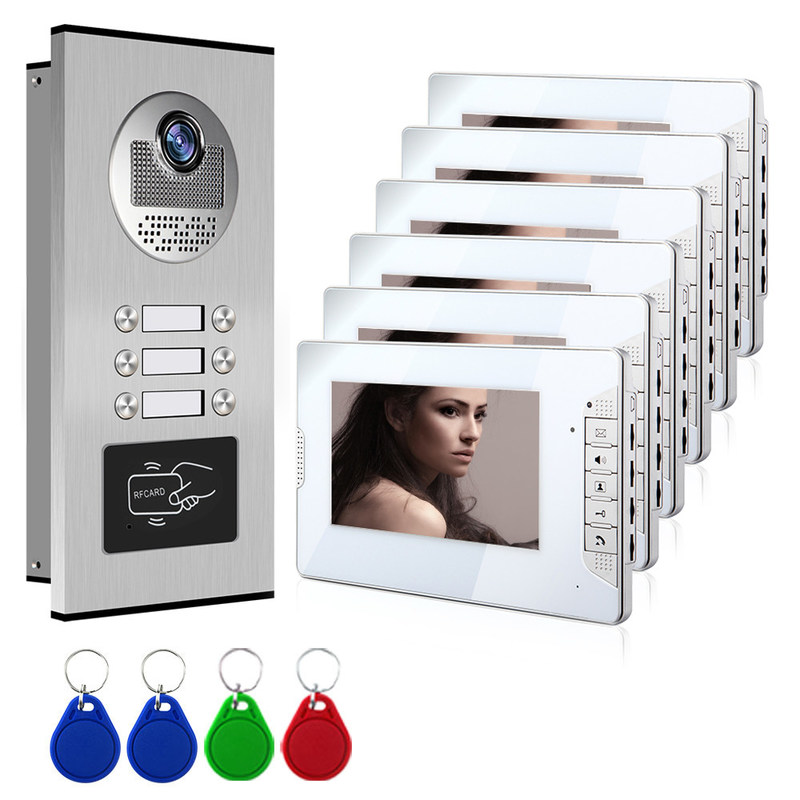 6 Family Smart Multi Apartment Video Door Phone 800x480 TFT Screen